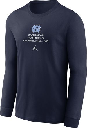 Nike Jordan Mens North Carolina Sideline Jordan Brand Dri-FIT College Long-Sleeve T-Shirt in Blue | 0JEW41SNCN-LDX
