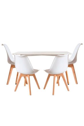 Regalos Miguel Regalos Miguel - Conjuntos De Mesa Y Sillas - Conjunto Mesa Tower Rectangular 120 X 80 Cm Blanca Y Pack 4 Sillas Synk Basic - Blanco