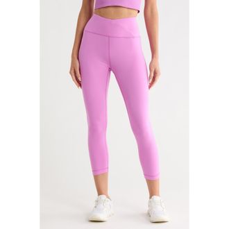 90 Degree by Reflex Lana Interlock Crossover High Rise Leggings in Pink Bloom at Nordstrom Rack, Size X-Large