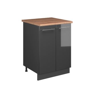 Vicco Mueble Bajo Para Fregadero Fame-line, Antracita Alto Brillo/antracita, 60 Cm, Vicco