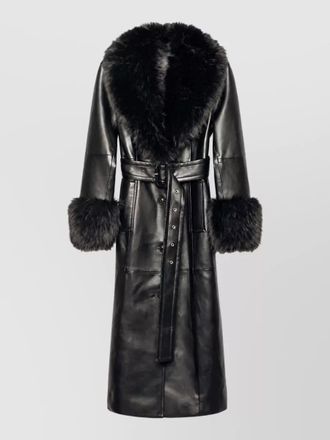 Stand Studio belted faux leather coat
