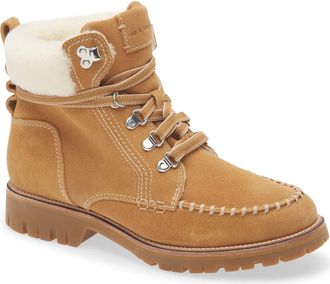 Rag & Bone Cameron Genuine Shearling Weatherproof Lace-up Boot in Caramel Suede Shearling at Nordstrom, Size 6.5Us