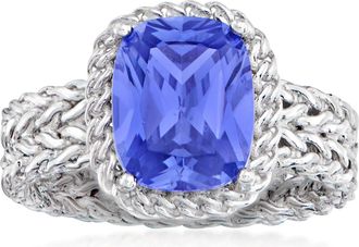 Ross-Simons Simulated Tanzanite Basketweave Ring in Sterling Silver