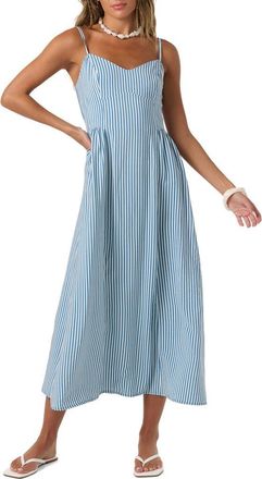 O'Neill Linen Stripe Sundress in Tofu at Nordstrom, Size Xx-Large