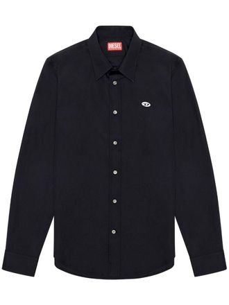Diesel S-Benny-A logo-appliqu&eacute; shirt - men - Cotton/Elastane - 48 - Black
