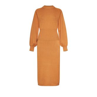 Silvian Heach Vestido Midi con Mangas Abullonadas - Dresses - Mujer - Marr&oacute;n - 2XL
