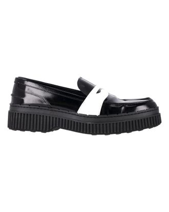 Tod's Tods Platform Penny Loafers in Zwart Leer