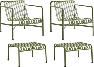 HAY Palissade 2x Lounge Chair Low + 2x Ottoman, olive