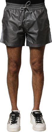 Dolce & Gabbana Gray Polyester Mid Waist Casual Bermuda Mens Shorts