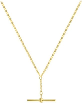 Jewelco London 9ct Gold Tight-linked Curb T-Bar Necklace 18 45cm - CANR02022-18