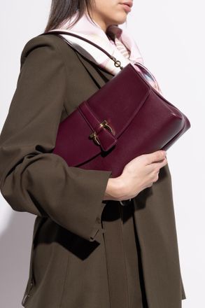 Ferragamo Leather Shoulder Bag, Womens, Purple