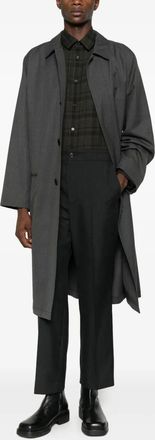 Saint Laurent Mens Embroidered Cotton Shirt - Dark Green - Size Large