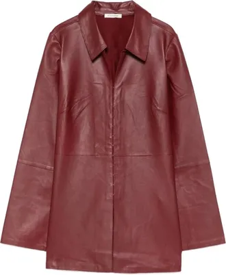 By Malene Birger Alleys Leather Shirt - Dames - Leren en Su&egrave;de Jassen - Rood - XS - Leer - Jassen