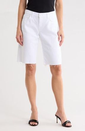 L'agence Elise Raw Hem Denim Bermuda Shorts in Blanc at Nordstrom Rack, Size 28