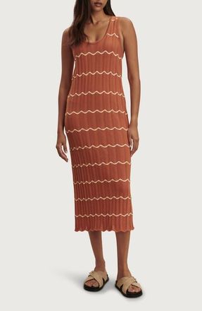 Varley Yuna Scallop Knit Dress in Caramel Clay /Anise Flower at Nordstrom, Size Xx-Small