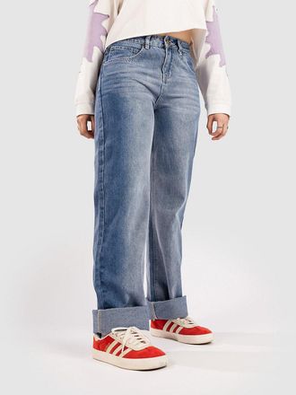 Blue Tomato Straight Cuffed Denim Jeans mid blue with fade