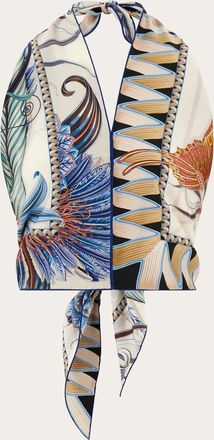 Ferragamo Donna Top a triangolo stampa Giada Blu