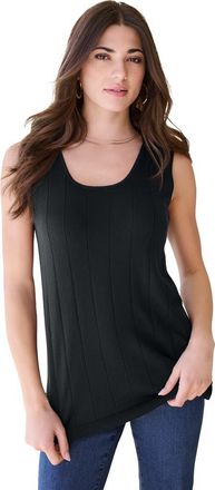 Roaman's Plus Size Drop Needle Tank Lightweight Sweater Knit in Black at Nordstrom, Size Medium