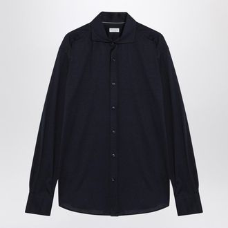 Brunello Cucinelli Brunello Cucinelli Navy Blue Silk And Cotton Shirt