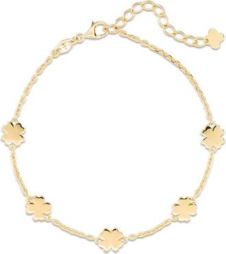 Devata Clover Heart Chain Bracelet in 14K Gold in Yellow Gold at Nordstrom, Size 7.5