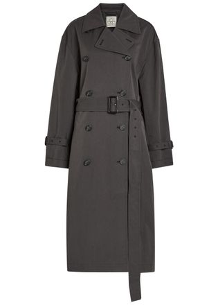 Toteme Double-breasted Belted Cotton-blend Poplin Trench Coat - Black - 32 (UK4 / Xxs)