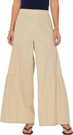 Current Air Tiered Wide Leg Pant In Beige