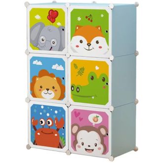Trade Shop TrAdE Shop Traesio - Armadio Modulare Per Bambini Multiuso Portaoggetti A 6 Scomparti Cubi Con Ante Decorate