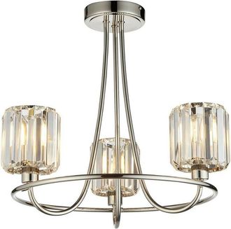 Endon Lighting Berenice 3 Light Multi Arm Glass Semi Flush Ceiling Lamp Bright Nickel - Endon