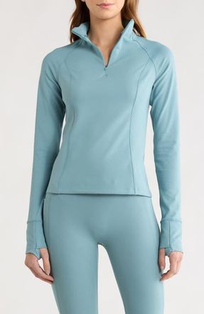 Beyond Yoga Pacer Fleece Quarter Zip Pullover in Misty Blue at Nordstrom, Size X-Small