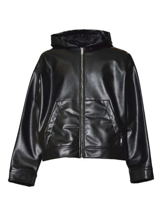 Msgm hooded zip-up jacket - men - Polyurethane - 46 - Black