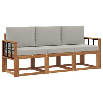 vidaXL Conjunto De Sof&aacute;s De Exterior 3 Pcs Gris Natural Y Claro Vidaxl