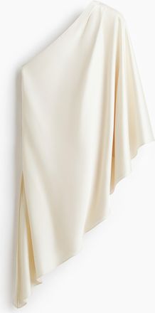 H&M One-Shoulder-Top aus Satin - Cremefarben