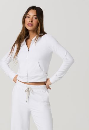 Vuori Clothing Halo Mini Full Zip Hoodie | White | XS, Size Extra Small