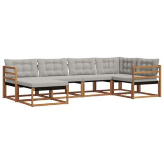 vidaXL Conjunto De Sof&aacute;s De Exterior 6 Pcs Gris Natural Y Claro Vidaxl