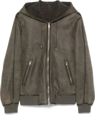 Hermès 2010s hooded leather jacket - Grey