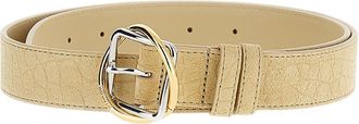 Jacquemus Beige Suede Leather Belt with Two-Tone Metal Buckle