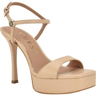 Guess Hendora Ankle Strap Platform Sandal in Light Natural at Nordstrom, Size 8.5