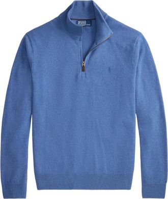 Ralph Lauren Jersey de Lana con Media Cremallera - Knitwear - Hombre - Azul - XL