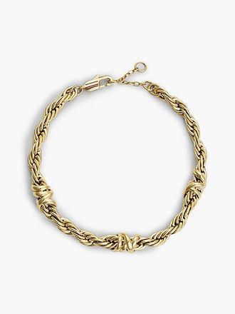 Tommy Hilfiger Pulsera de cadena tipo cuerda chapada en oro