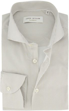 John Miller Overhemd John Miller beige stippen geprint