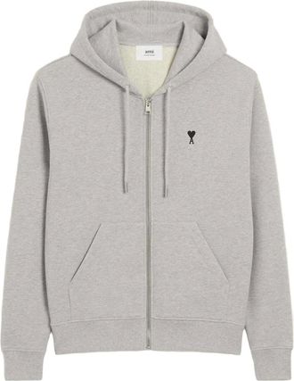 Ami Zipped Ami de Coeur Hoodie - male - Ami Paris - Zip-throughs - Gray - XL - Sweatshirts & Hoodies