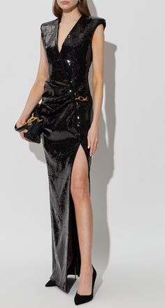Balmain Sequin Dress, Womens, Black