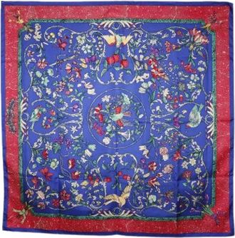 Herm&egrave;s Pre-owned Scarves, female, Blue, Size: ONE SIZE Pre-owned Silk Scarf
