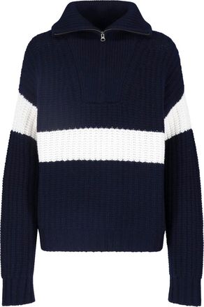 Lisa Yang Striped Cropped Chunky High Collar Knit Sweater