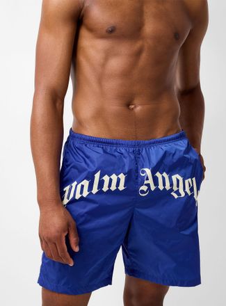 Palm Angels Mens Curved-logo bathing short
