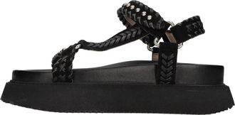 Coral Blue K224 Flat Sandalen - Dames - Sandalen - Zwart - 38 EU - Leer - Schoenen