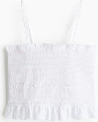 H&M Gesmoktes Trägertop - White