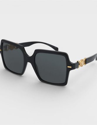 Versace Womens Medusa Acetate Sunglasses Black Gold - Size: O/S
