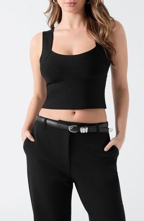 Guess Karmen Mirage Sleeveless Crop Top in Jet Black at Nordstrom, Size X-Small