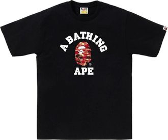 A Bathing Ape Palm Tree Camo College T-Shirt Black Red 1L30-110-025-BLKRED